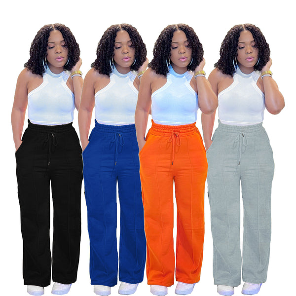TW527 European and American casual fashion sweatpants drawstring vertical straight sweatpants versatile female   supply