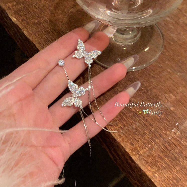 Ins style pearl earrings for women 925 silver needle niche design butterfly earrings accessible luxury high-end earrings earrings earrings