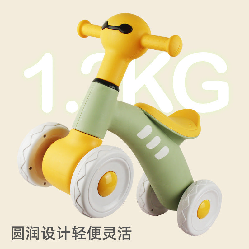 Kids' balance bike - 1-3 years old - four-wheel, footless, toddler training wheels, children's glider bike