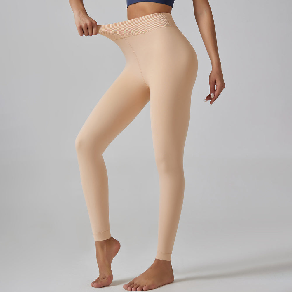 fall/winter warm fleece-lined leggings - solid color 300g thickened footed pearl fleece base layer pants
