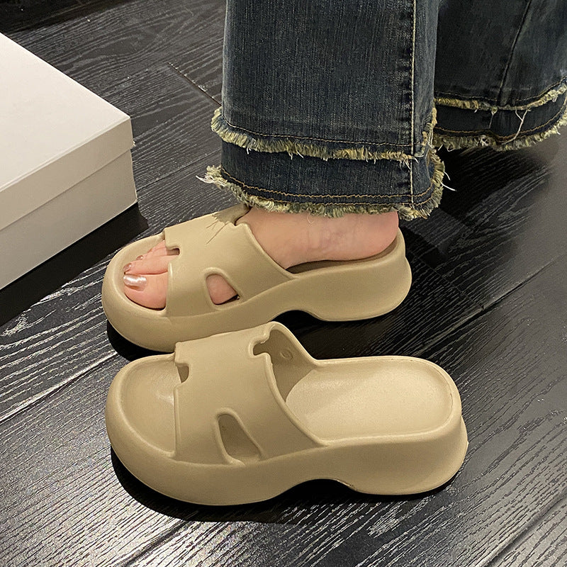 Eva thick-soled slippers women's fashioneasiest for match2025new arrivaloutwearnon-sliph belt deodorizing filter5cm shit feeling slippers