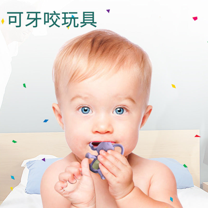 Children's animal toothpaste baby molar stick baby silicone toy anti-eating hand artifact biting glue teething toy