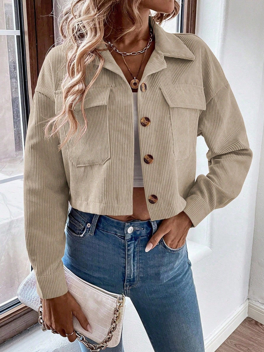 Women's fashion casual commute cropped jacket
