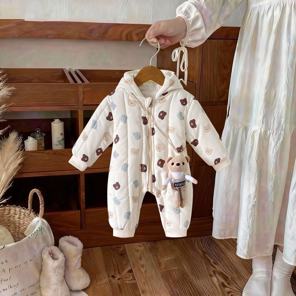 Baby winter romper thickened onesie girl full month hundred days princess crawling suit cute super adorable newborn clothes