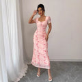 trendy summer mini dress: sexy ice silk rose print - instagram style