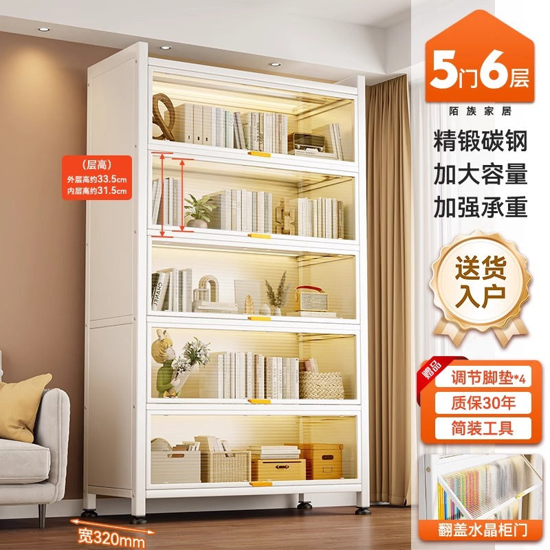 Steel dust-proof bookcase for home door multi-layer entrance cabinet large-capacity storage cabinet entrance flip-up door multi-layer storage