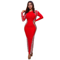 C7090 cross-border   independent station fashionfashion women's long sleeves backless slit dress