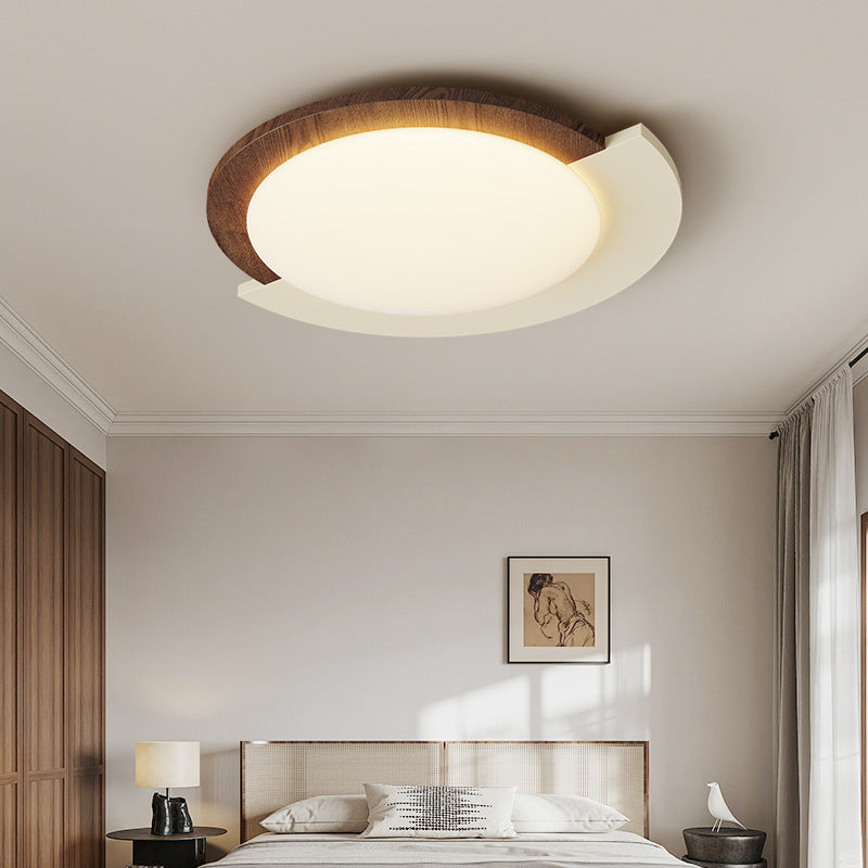 Wood grain retro bedroom ceiling light French medium and ancient style creative master bedroom light wabi sandy wind walnut pattern study light