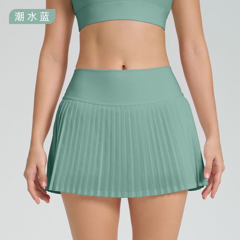 new arrival sports short skirt suitfashion tape tennis pleated skirt women's fake two-piece quick-drying high waist yoga short skirt