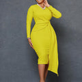 D302 european and american style women's  autumn foreign trade fashion plus size v-neck long sleeve elegant pencil skirt cross-border dress