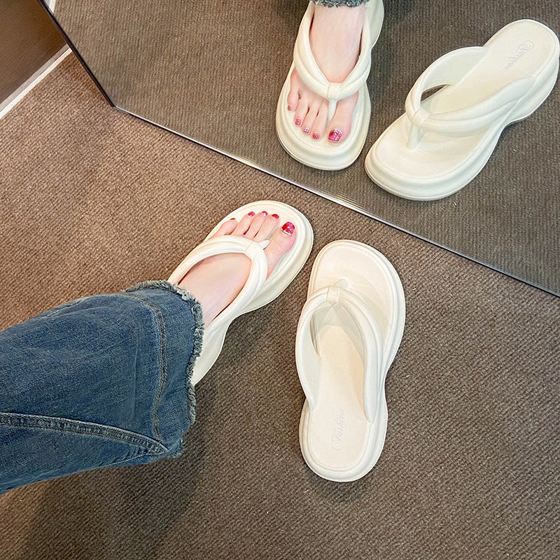 Thick sole flip flops women's plaid spring summernew arrivalfashioneasiest for matchnon-slipcasualnon-slip beach flip flops