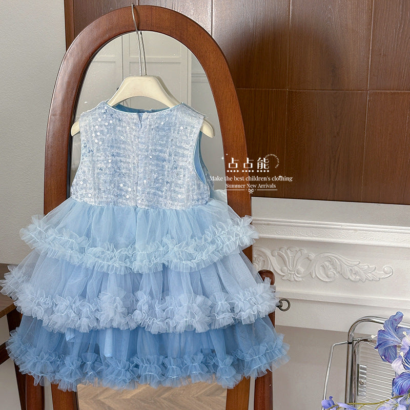 summer girls' princess dress - sweet cartoon rabbit gradient flared tutu dress - wholesale