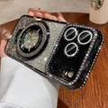 Magnetic stand suitable for iphone17 gradient glitter mobile phone case 16pro electroplated rhinestone 13 protective cover with diamonds