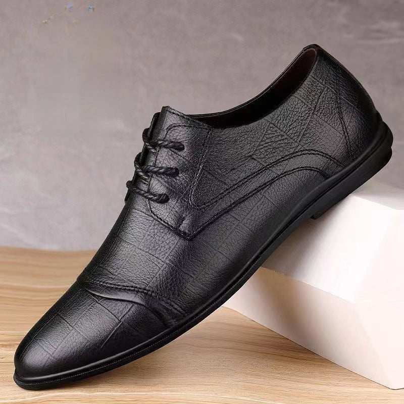 New versatile men's pointed-toe leather shoes - soft sole business casual loafers - perfect for work, security, or dad shoes - wholesale available