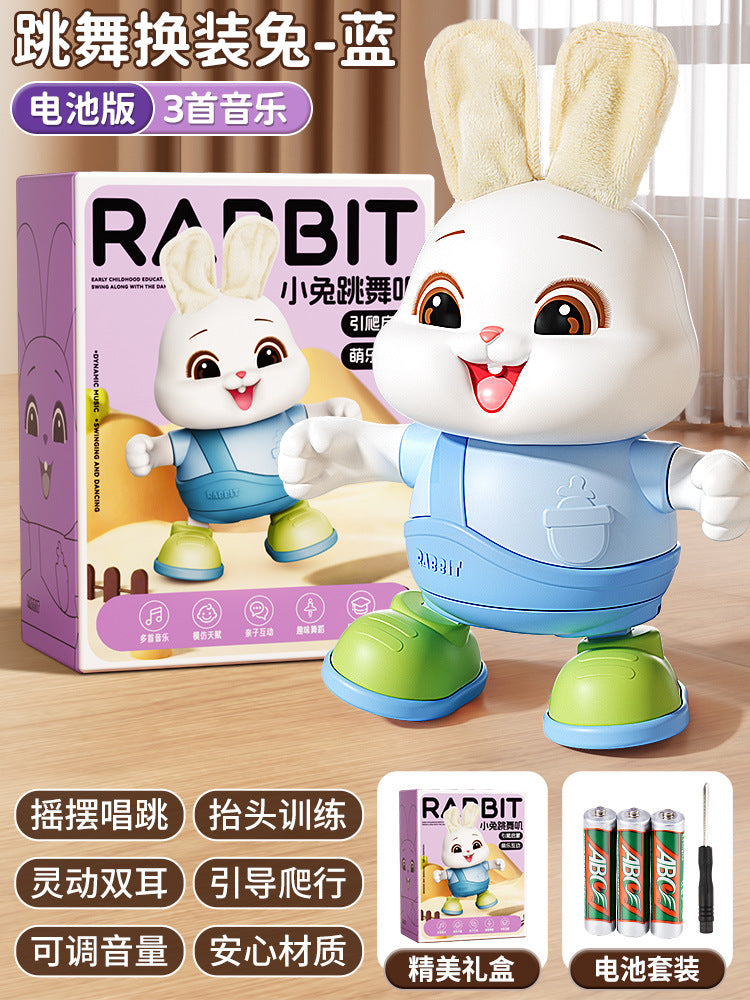 Electric dancing rabbit toy for infants and toddlers - crawling, head-up training, singing, newborn early education, and dress-up fun