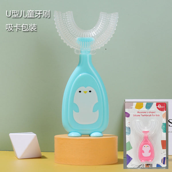 English card new manual children's U-shaped toothbrush silicone toothbrush baby mouth type oral cleaning manual U-shaped