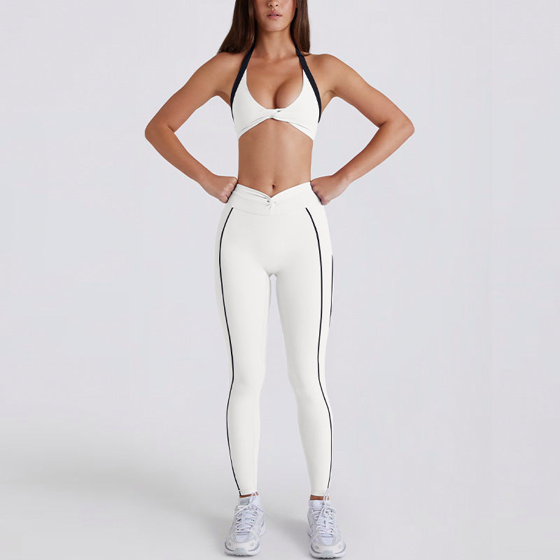 color block twist high-waisted butt-lifting yoga shorts, pants, tank top, running sports bra, yoga outfit set for women