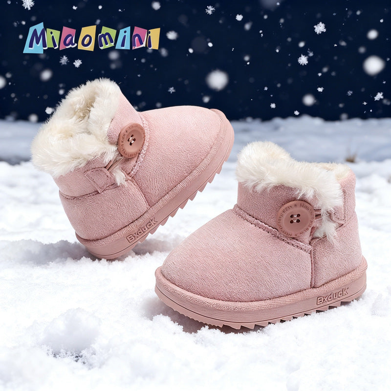 Korean style kids' snow boots - warm, fleece-lined, soft sole, non-slip cotton shoes for boys and girls, toddler shoes for ages 1-6
