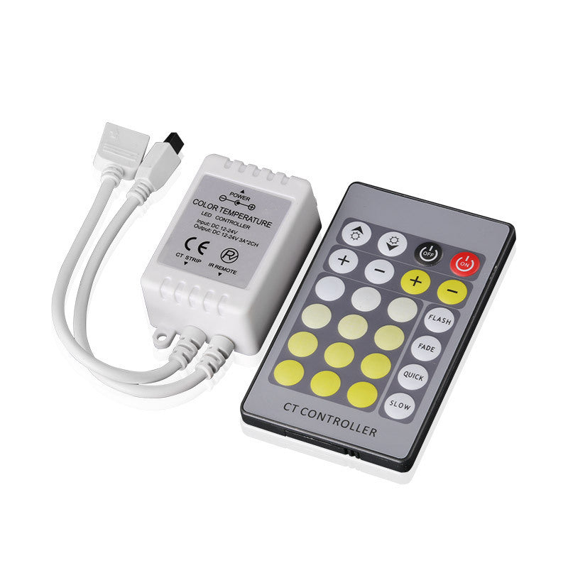 Two-wire two-channel dual-color temperature controller, three-wire COB light with stepless dimmer to adjust brightness LED home improvement lighting