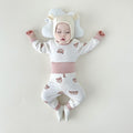 Baby autumn clothes and long pants suit baby intimatespure cotton spring & fall east high waist belly protective clothes infant and toddler bottom clothes