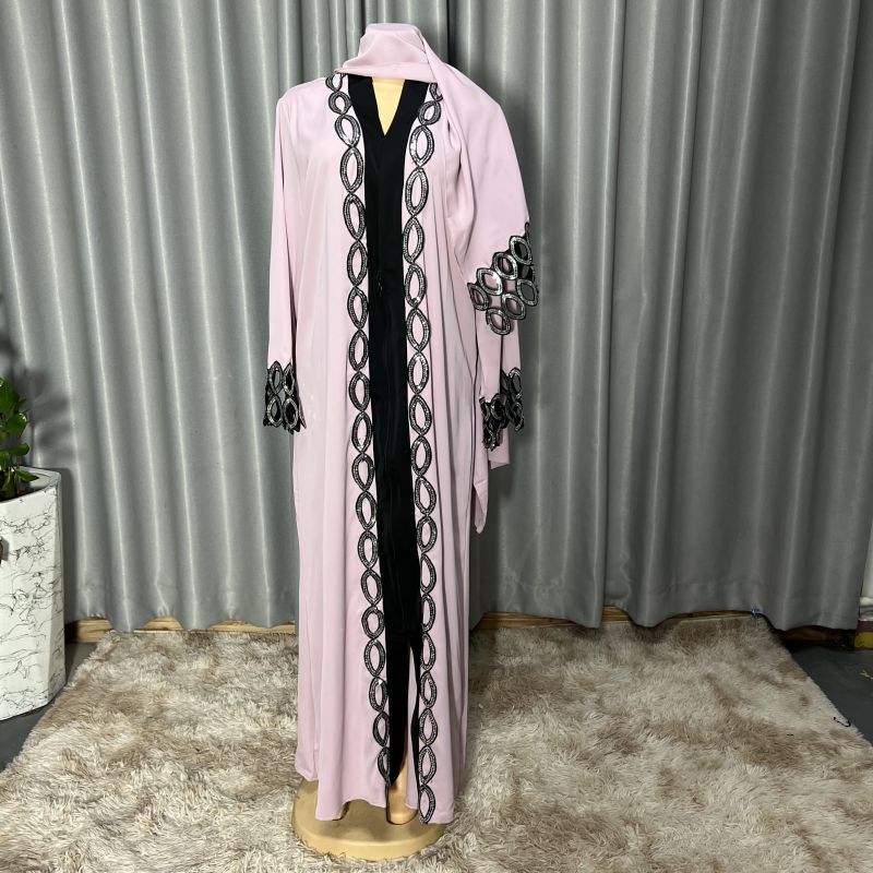 supply style loose blouse long skirt silky fabric lace decoration with headscarf plus size women's clothing