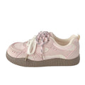 Pink double mesh german training sneakers for women, ugly and cute spring and summer new arrivalchicniche stylek-stylelow ankleeasiest for match sports white shoes