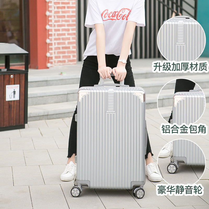 Luggage Internet celebrity trolley case female aluminum frame suitcase universal wheel male ins password case 20 inches 24 leather case 28
