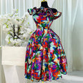 European and american cross-border women's fashion:  summer new arrival - elegant one-shoulder ruffle high-waisted a-line midi dress