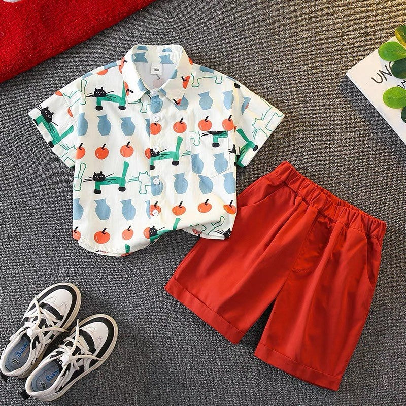 Kids' short-sleeve set:  summer new arrivals - stylish two-piece activewear for boys and girls. wholesale children's clothing