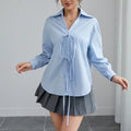Spring/summer/autumn solid color front button long sleeve shirt - casual, minimalist, stylish, and versatile top, perfect for everyday commuting