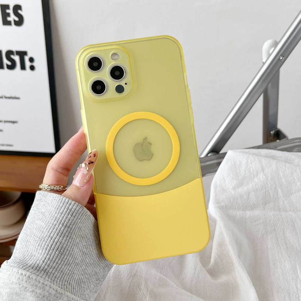 Suitable for iphone17promax splicing contrasting color mobile phone case magnetic suction apple 16 skin-like frosted anti-fall protective cover