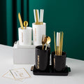 Scandinavian style casual embossed ceramic chopstick barrel suit kitchen combination chopstick cage multi-purpose fork spoon storage rack