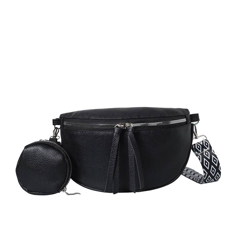 Foreign trade niche design women's breast bag 2024 new PU texture shoulder messenger bag solid color simple fashion fanny pack