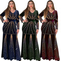supply  new style elegantwork clothing velvet patchwork mid-waist hot diamond hip-covering fishtail long skirt