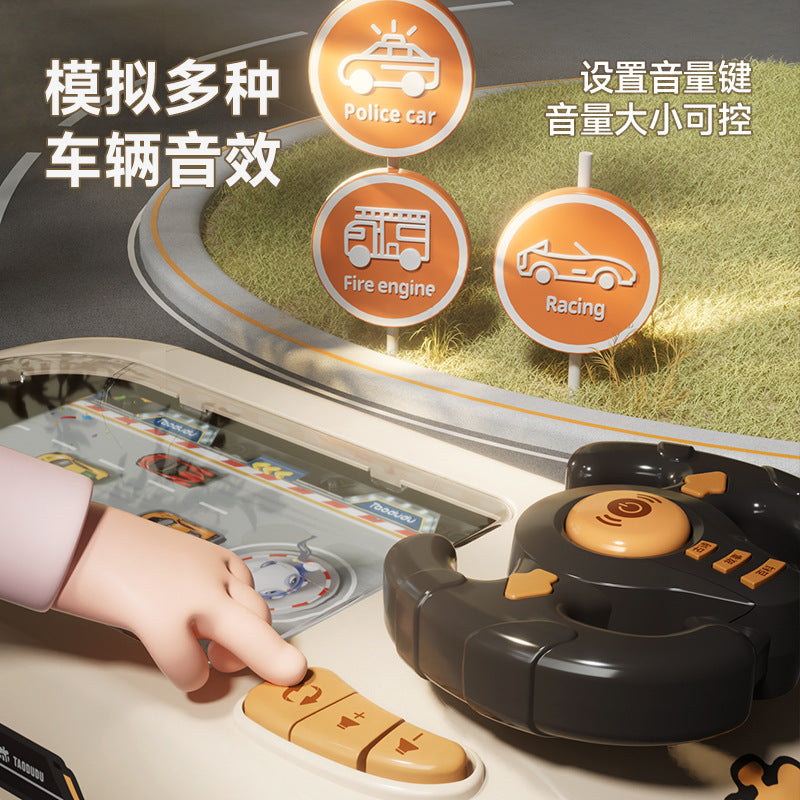 Racing adventure: kids' steering wheel electric desktop game console - avoidance simulation driving educational toy