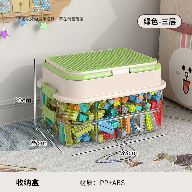 Building block storage box - small brick lego organizer - parts sorting & compartmentalized storage - kids' toy storage box