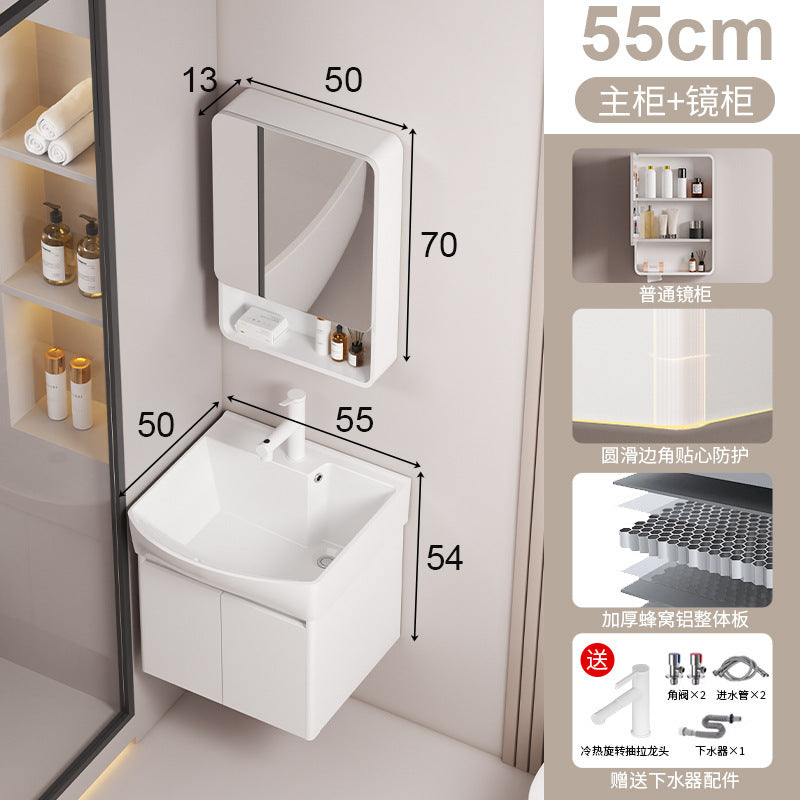 Small apartment circular arc bathroom cabinet deepened wash basin space honeycomb aluminum washbasin cabinet combined toilet washbasin