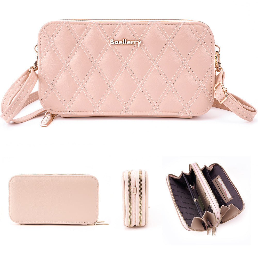 Baellerry's new women's mobile phone bag, European and American fashion plaid large-capacity zipper, single shoulder small crossbody explosion