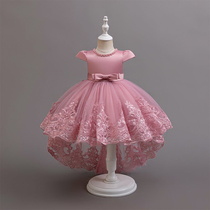 Amazon cross-border new arrival girl performance skirt trailing lace mesh tutu birthday party skirt baby dress