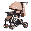High-view baby stroller - convertible, lightweight, foldable, four-wheel shock absorption, large wheel pram