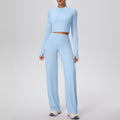 New arrival: solid color double-sided brushed fleece zip-up jacket & wide-leg yoga pants set - perfect for running, fitness, and activewear