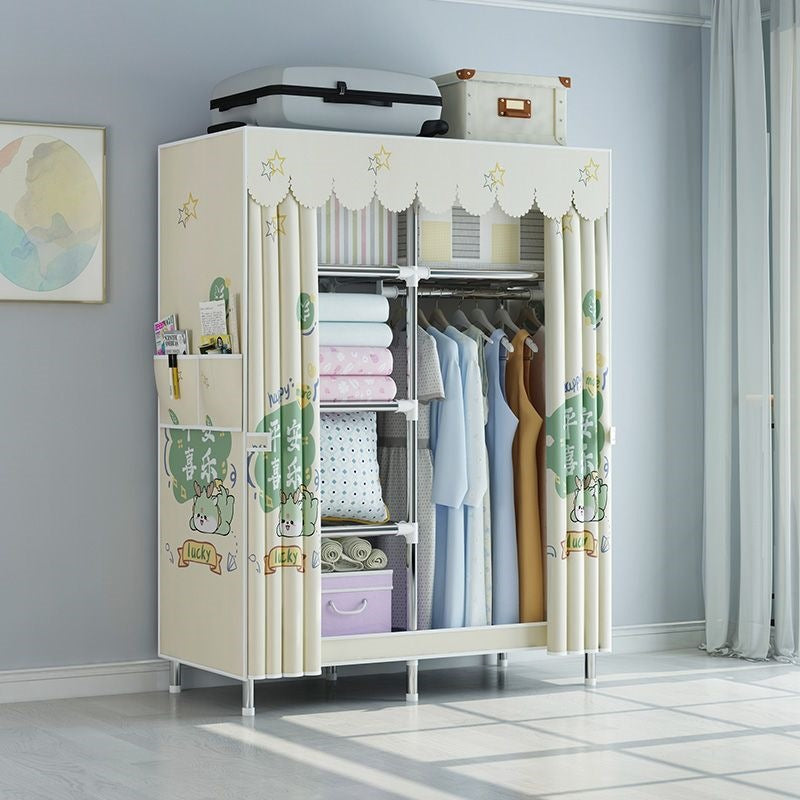 Simple fabric wardrobe rental house steel pipe thickened wardrobe for home bedroom dormitory storage cabinet