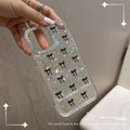 Suitable for iphone17air flash diamond mobile phone case black bow apple 16pro trendy diamond protective case 15