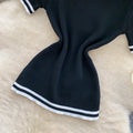 Korean style off-the-shoulder striped knit top - women's summer slim fit white short sleeve top -  new arrival base layer