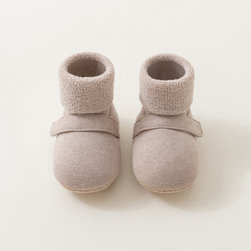Babycare autumn/winter baby shoes, first walker shoes, non-slip soft sole shoes & socks, indoor baby toddler cotton shoes, cartoon coral fleece