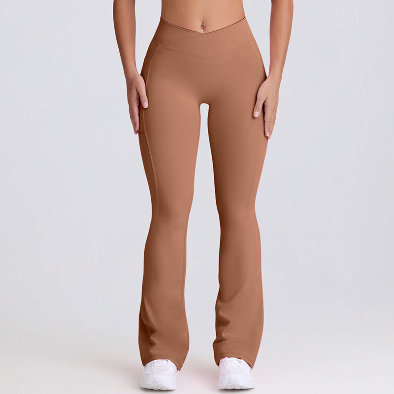 Seamless high-waisted yoga pants - tummy control, butt lift, flare leg, breathable, barely-there feel, pilates wide-leg yoga pants