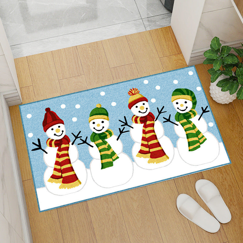 Red christmas floor mat - santa claus & christmas tree coral fleece entrance mat for home & bar