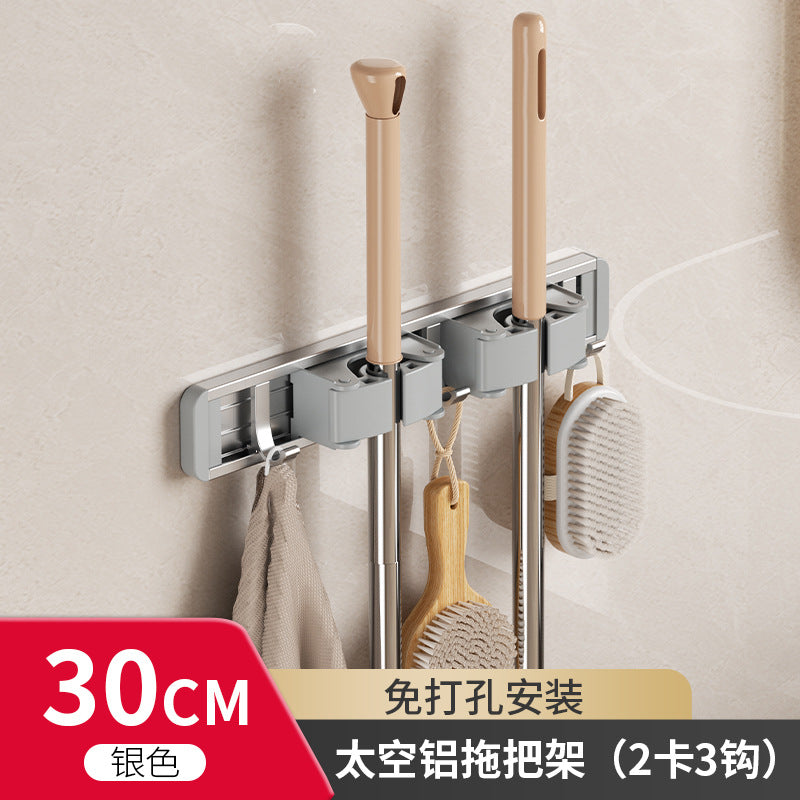 Powerful mop clip Wall hanging mop hook Fixed buckle artifact No punching toilet Bathroom storage broom rack