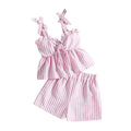 girls' summer outfit: new european and american style, toddler and child suspender top and shorts, fashionable striped two-piece set