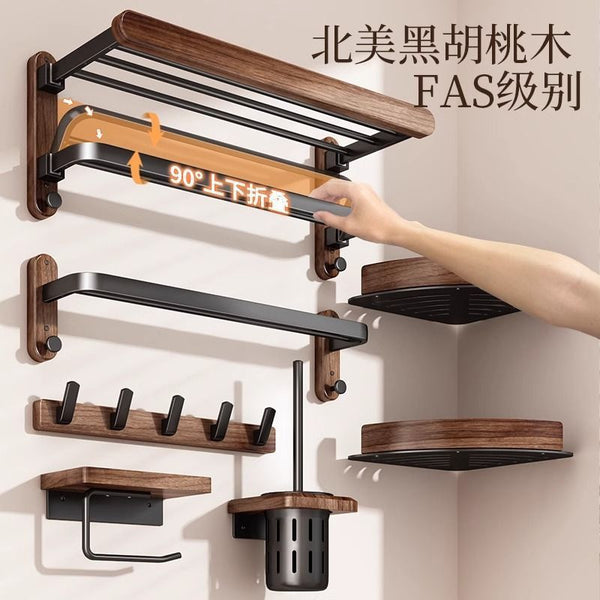 No punching walnut towel rack bath towel rack bathroom rack bathroom toilet high-end toilet toilet